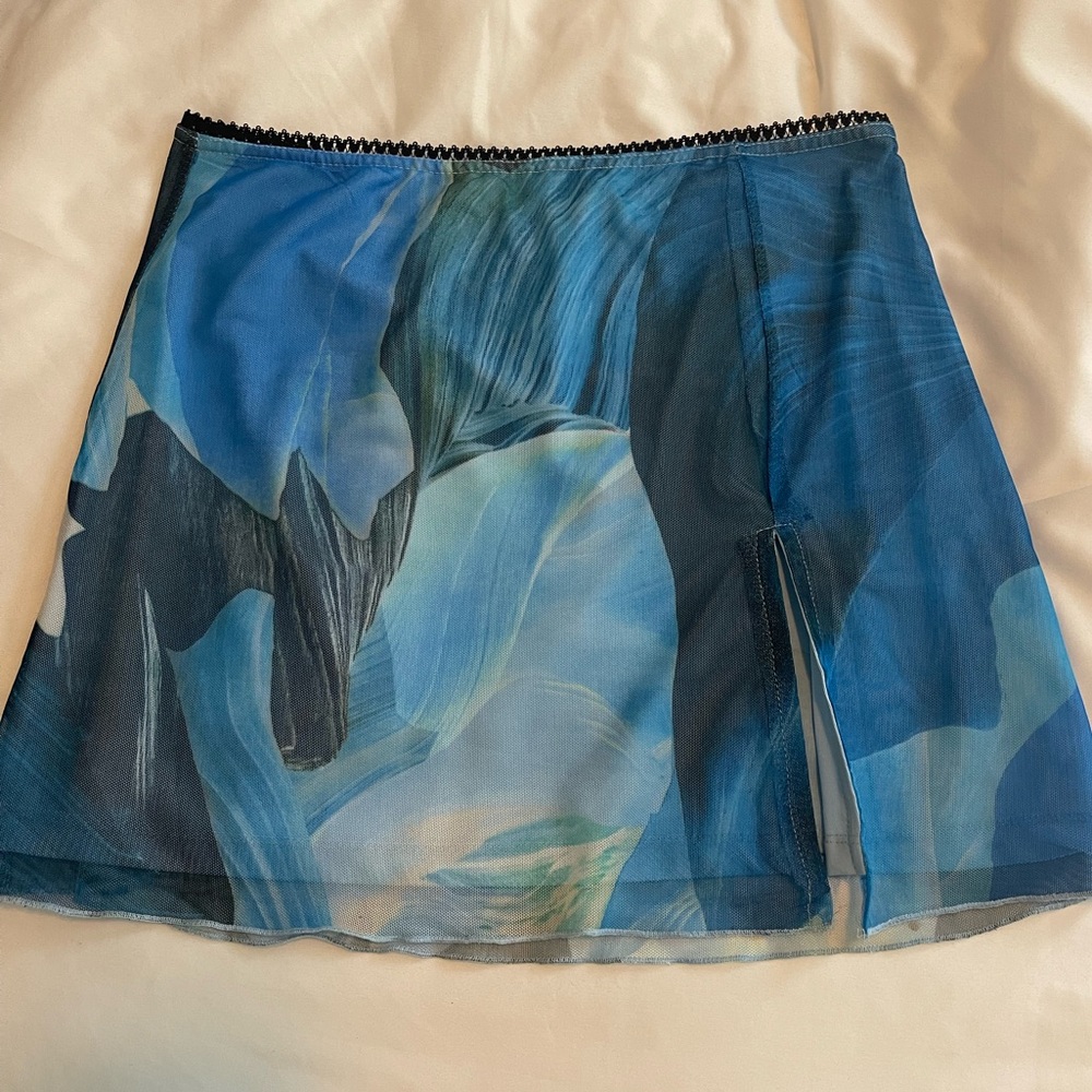 Multi Blue Mini Skirt